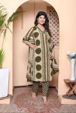 Thumbnail for Miravan Womens Polka Dot Printed V-Neck Kurta With Palazzo And Dupatta Set - Distacart