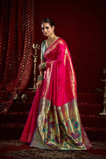 Thumbnail for Joban Fashion Pink Paithani Silk Blend Butti Saree
