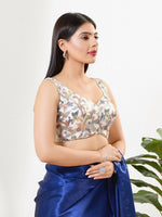 Thumbnail for Joban Fashion White Silk Padded Blouse With Sweetheart Neck Sleeveless - Distacart