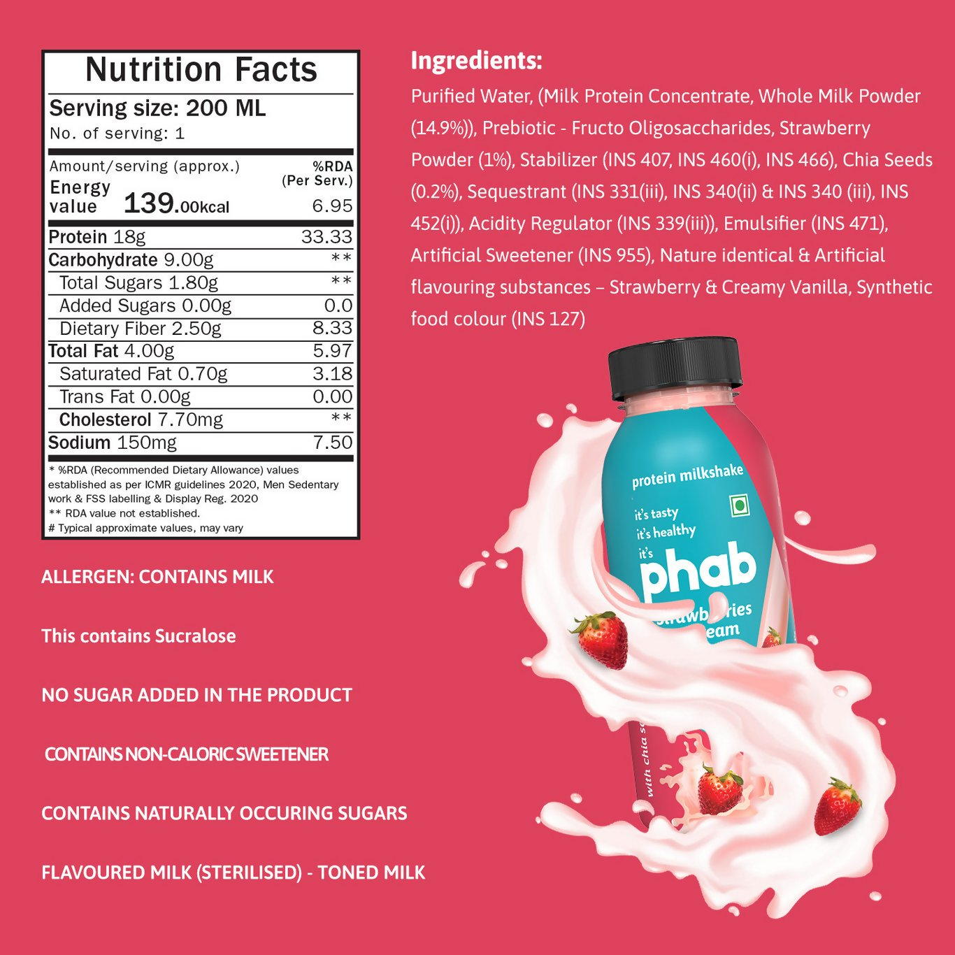 Phab Assorted Protein Milkshake With Protein Shake - Dista