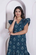 Thumbnail for Miravan Women Empire Waist Blue Mini Length Dress - Dista