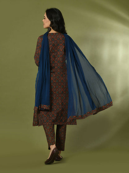 Myshka Women's Multi Printed Cotton Straight Party Kurta Set - Distacart