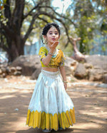 Thumbnail for Jyoti Fashion Classy Yellow Heavy Chenille Sequins Embroidered Kids Lehenga Choli Set - Distacart