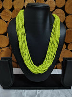 Thumbnail for Inhanns Vibrant Handmade 20 Layers Beaded Necklace With Matching Earrings - Neon Green - Distacart