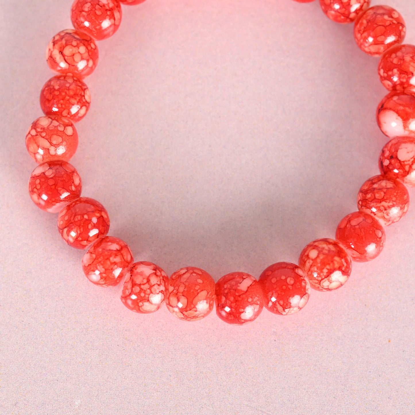 NVR Men & Women Red Marbel Crystal Elasticated Bracelet - Distacart