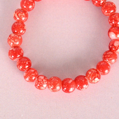 NVR Men & Women Red Marbel Crystal Elasticated Bracelet - Distacart