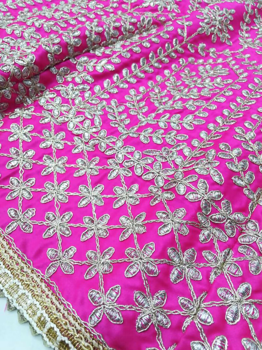 Jyoti Fashion Glamorous Rani Pink Chapat Zari and Dori Embroidered Malai Satin Silk Lehenga Choli with Dupatta - Distacart