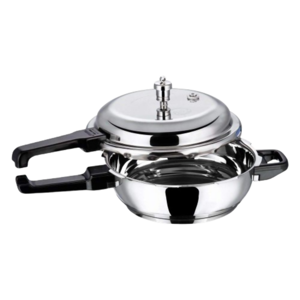 Vinod 18/8 Stainless Steel Outer Lid Sandwich Bottom Deep Pan Pressure Cooker - Dista