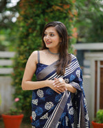 Thumbnail for Blue Poly Silk Ethnic Motifs Saree with Unstitched Blouse - Hiral Fashion - Distacart