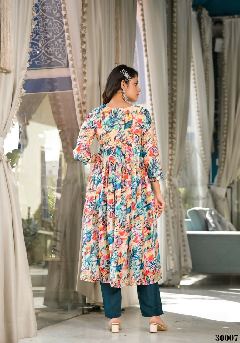 Designer Stylish Multi Slim Georgette Stitched Suit With Dupatta - Kiyara - Distacart