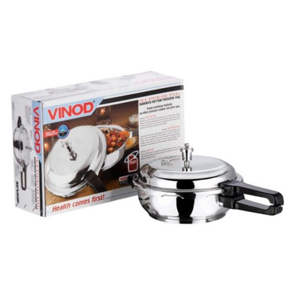 Vinod 18/8 Stainless Steel Outer Lid Sandwich Bottom Deep Pan Pressure Cooker - Dista