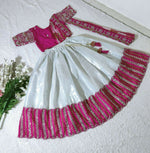 Thumbnail for Jyoti Fashion Classy Wine Heavy Chenille Sequins Embroidered Kids Lehenga Choli Set - Distacart