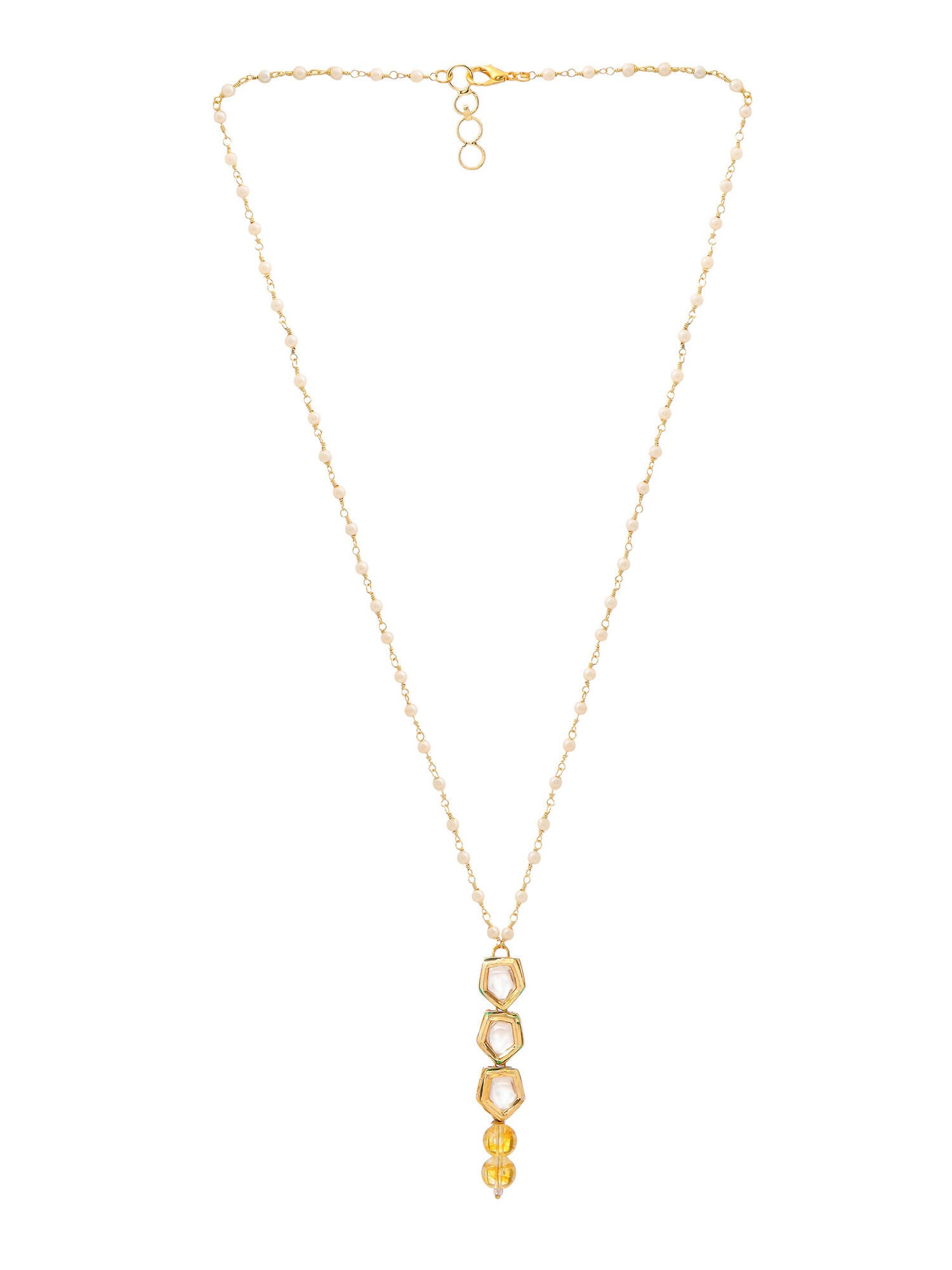 Ruby Raang Yellow Citrine Kundan Necklace