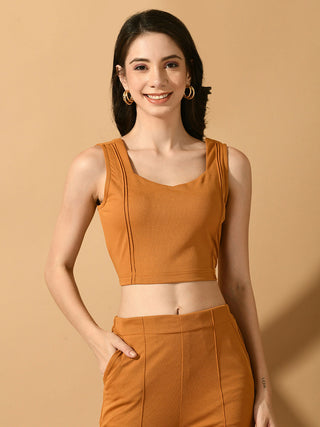 Myshka Women's Mustard Solid Party Top - Distacart