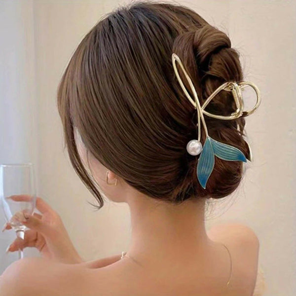 Joban Fashion Blue Metal Whale Tail Claw Clips Hair Accessory For Women - Distacart