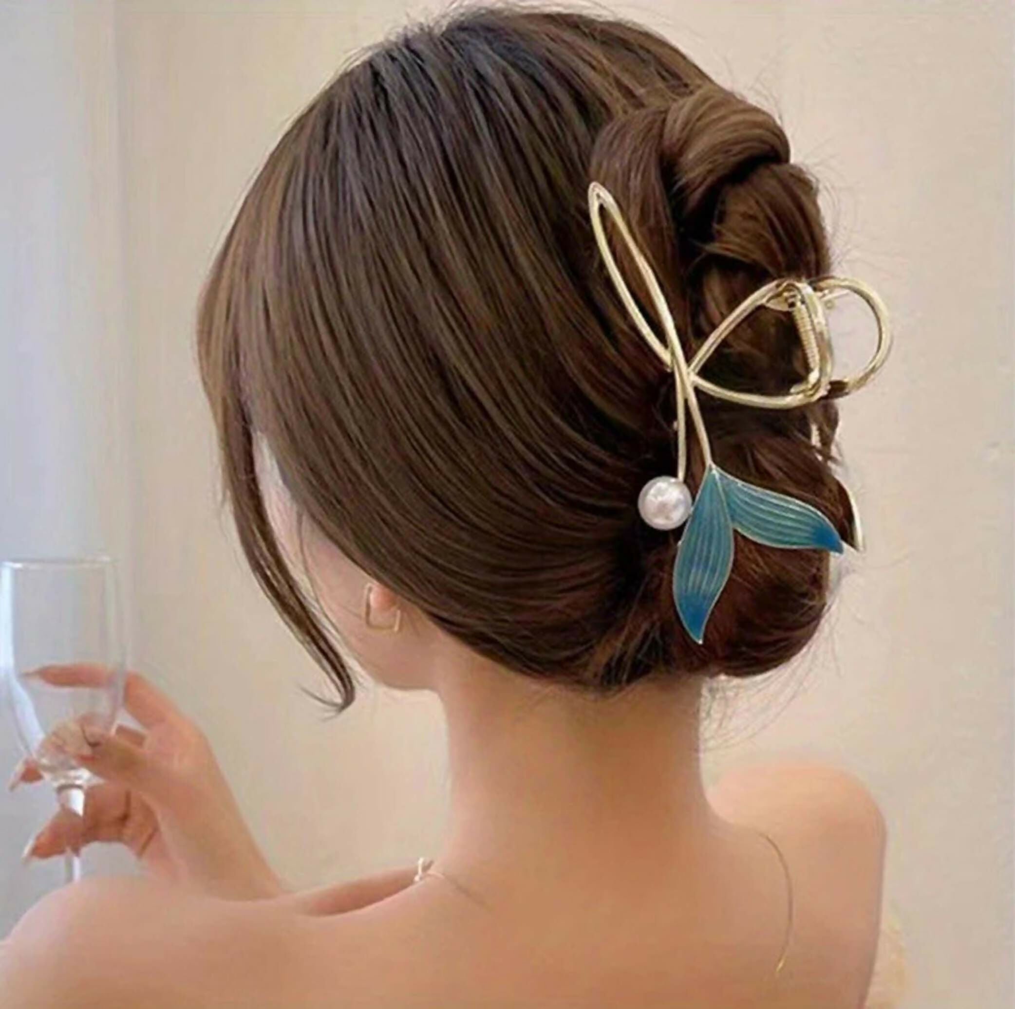 Joban Fashion Blue Metal Whale Tail Claw Clips Hair Accessory For Women - Distacart