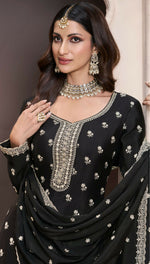 Thumbnail for Anaita Black Chinon Embroidered Thread Work Stitched Salwar Suit - Distacart