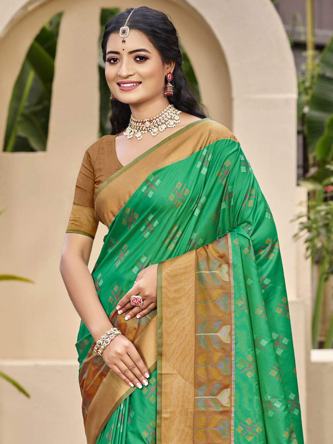 Astita Pochampalli Silk Brown Saree