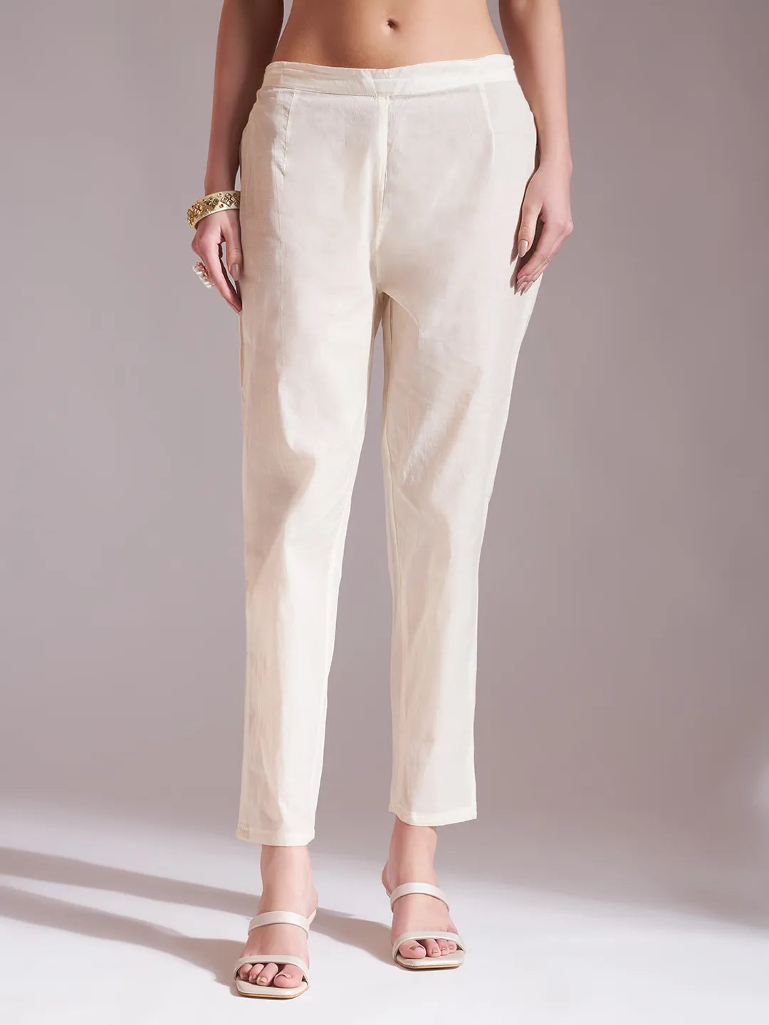 Yufta Off-White Pure Handloom Cotton Weaved Kurta Dupatta Pant Set