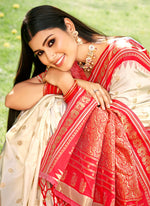 Thumbnail for Anaita Off White Silk Saree With Blouse Piece - Distacart