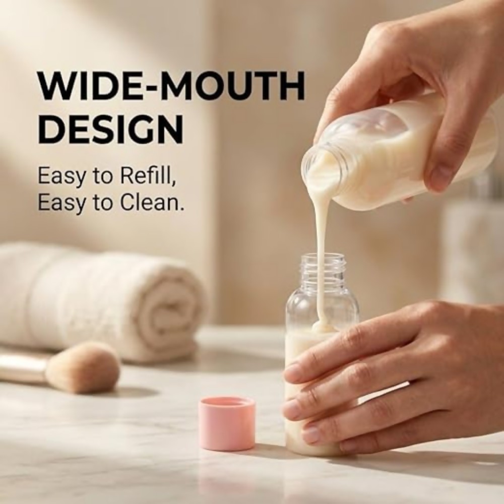 Temperia Travel Bottles for Toiletries - Refillable Empty Mini Containers with Pouch - Dista