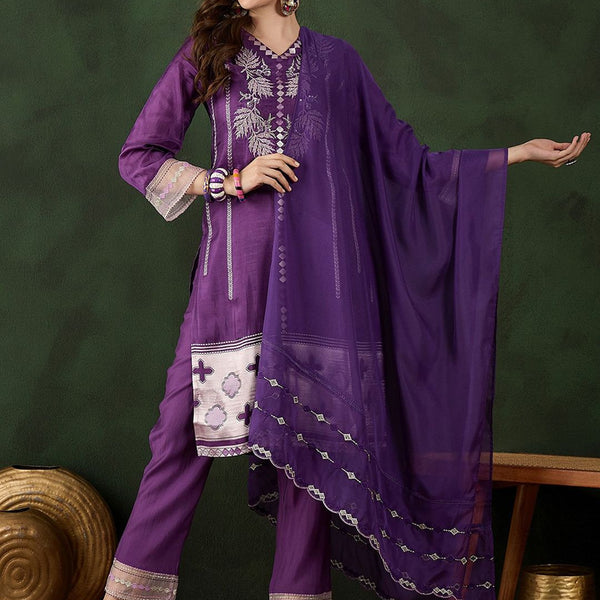 Sangria Embroidered Kurta & Trouser With Dupatta - Distacart