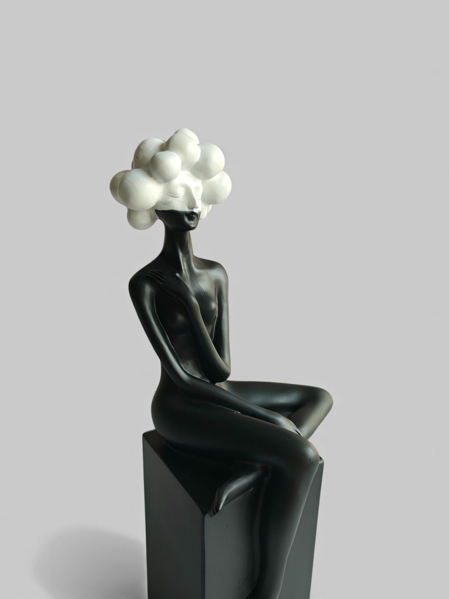 Sun Mun Decors White Bubble Hair Sitting Lady