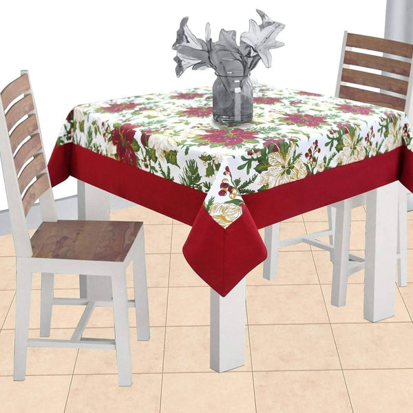 Airwill Cotton Floral Pattern 2 Seater Table Cloth - Maroon - Distacart