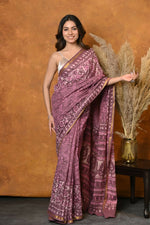 Thumbnail for Very Much Indian Handblock Printed Cotton Saree With Natural Dyes - Pink - Distacart