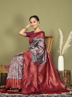 Thumbnail for Astita Lichi Silk Teal Saree