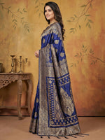 Thumbnail for Shree Shyam Fashion Navy Blue Silk Blend Saree - Distacart