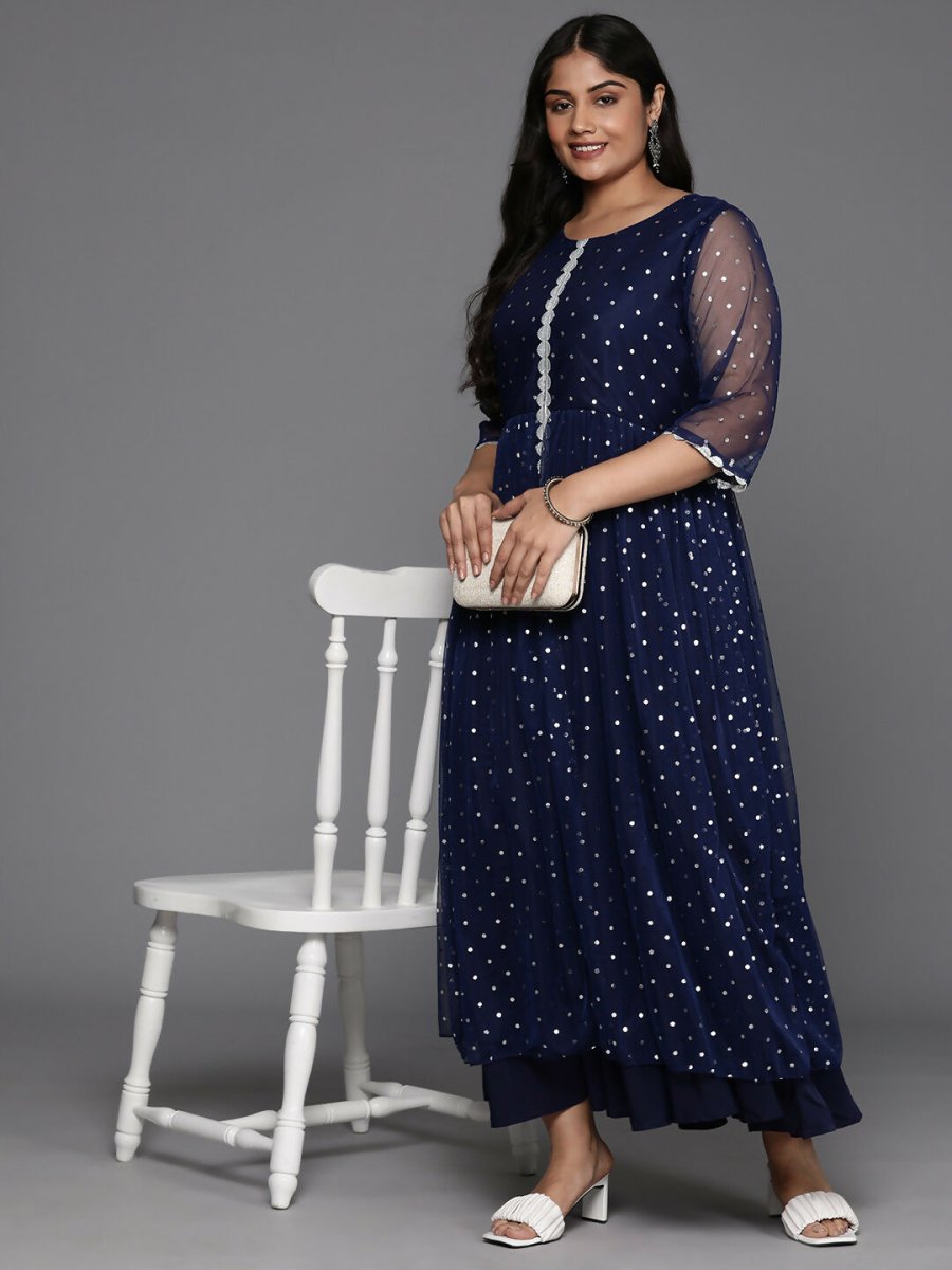 Ahalyaa Women's Traditional wear Ethnic Dress - Navy Blue - Distacart