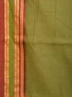 Thumbnail for Olive Bamboo Cotton Plain Saree with Temple Border Design - Global Threads - Distacart