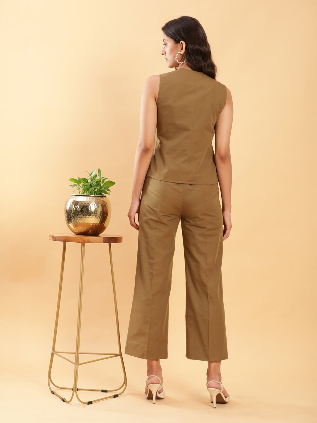 BohoJazz In-action Olive Green Tailored Waistcoat with Trousers Co-ord Set