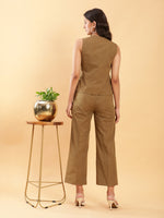 Thumbnail for BohoJazz In-action Olive Green Tailored Waistcoat with Trousers Co-ord Set