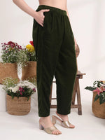 Thumbnail for Yufta Olive Straight Embroidery Kurta And Trouser With Dupatta Set