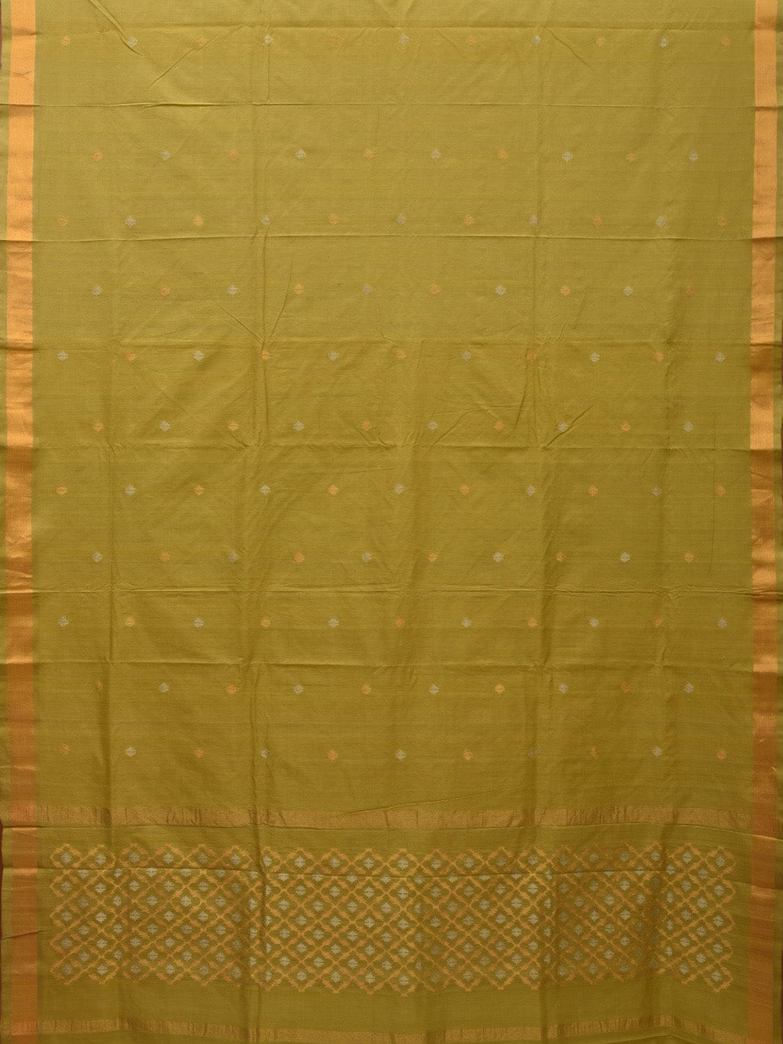 Olive Uppada Cotton Handloom Saree with Jamdani Pallu Design - Global Threads - Distacart