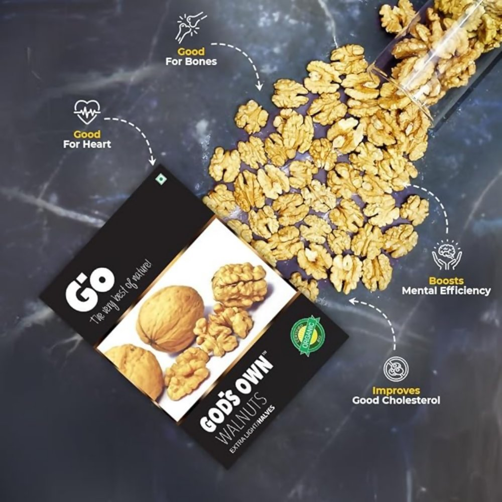 Go Organic Walnut Kernels – Extra Light Halves - Mildy, Earthy - Dista