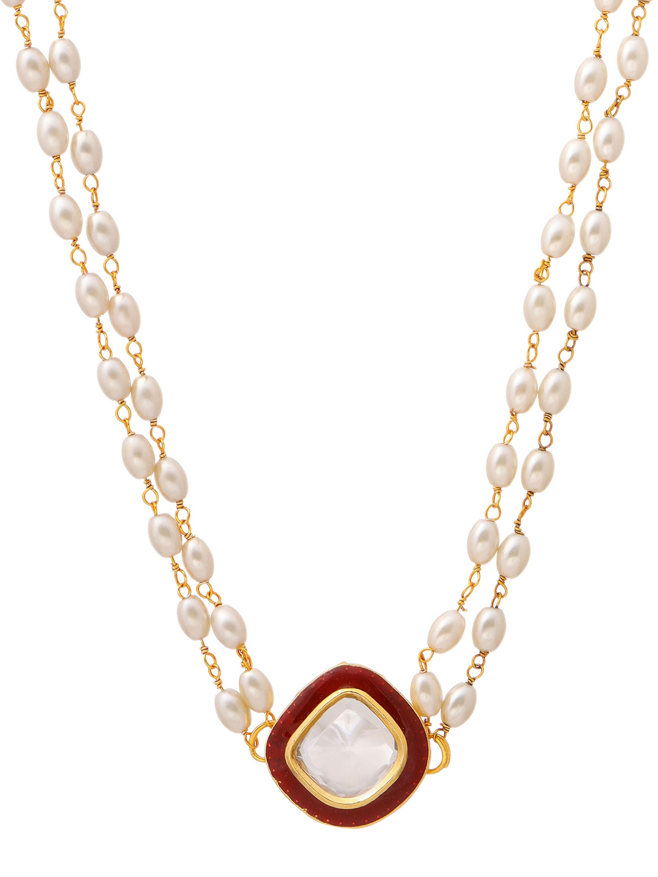 Ruby Raang Red Kundan & Pearl Choker