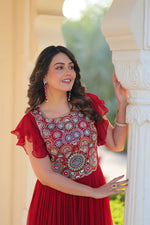 Thumbnail for Joban Fashion Maroon Georgette Sequence Embroidery Work Gown