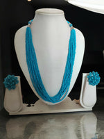 Thumbnail for Inhanns Bloom Handmade Beaded Necklace With Earrings - 12 Layers - Skey Blue Necklace Set - Distacart