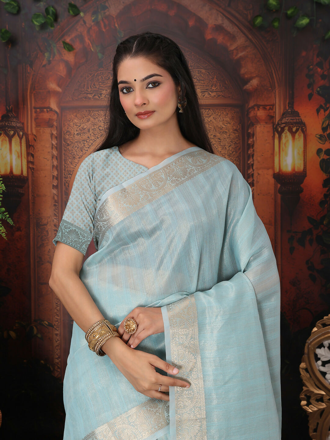 Astita Organza Sky Blue Saree