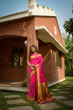 Thumbnail for Jyoti Fashion Women's Pink Paithani Silk Zari Woven Saree with Blouse - Distacart