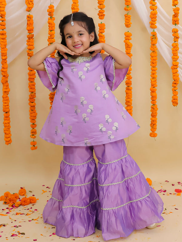 Lil Drama Mishti Purple Kurta and Sharara Set For Girls