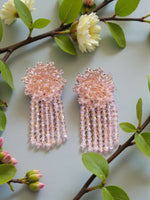 Thumbnail for Inhanns Handmade Crystal Water Fall Earrings - Short - Baby Pink Small - Distacart