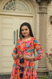 Thumbnail for Preksha Creation Western Style Georgette Women Shrug With Blouse Shrug With Palazzo - Red