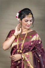 Thumbnail for Jyoti Fashion Women's Brown Paithani Silk Zari Woven Saree with Blouse - Distacart