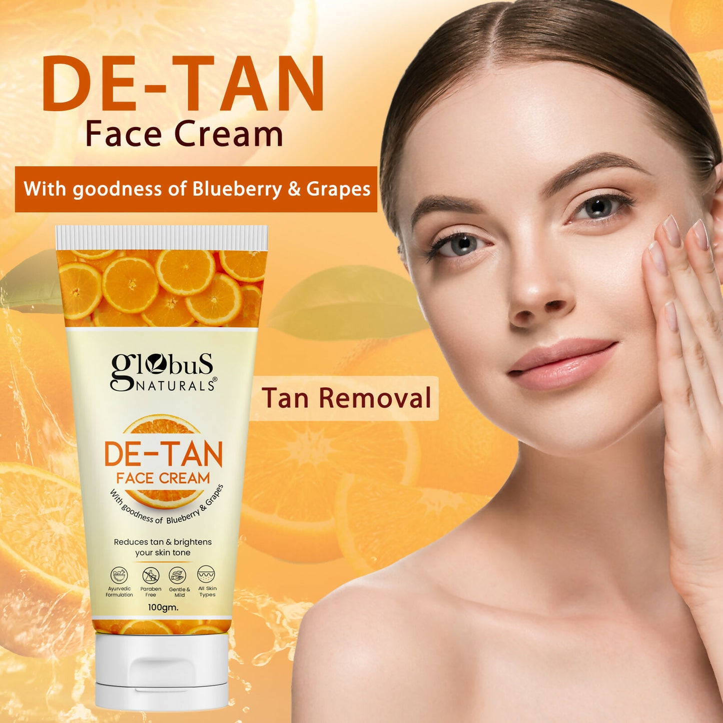 Globus Naturals De Tan Face Cream, Suitable For All Skin Types - Distacart