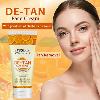 Globus Naturals De Tan Face Cream, Suitable For All Skin Types - Distacart