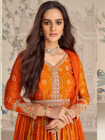 Thumbnail for Evanik Designer Chinon Silk Embroidered Work Wedding Anarkali Suit - Distacart